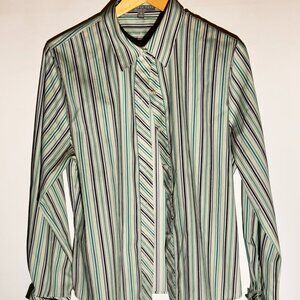Foxcroft Wrinkle-Free Striped Button-Down Shirt – Size 14